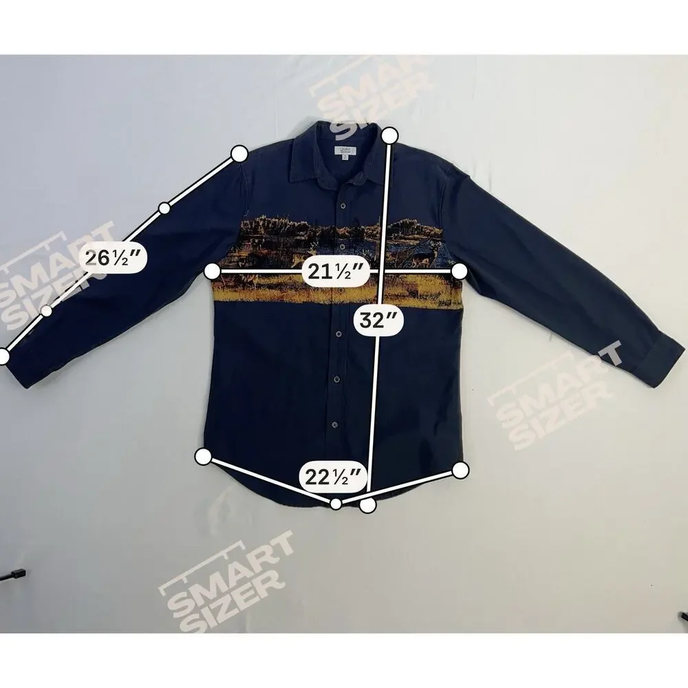 Croft & Barrow Shirt Mens M‎ Navy Deer Graphic Long Sleeve Button Up 100% Cotton